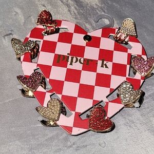 Piper K Heart Shaped Hair Clips GEM DETAILED brand New  LS